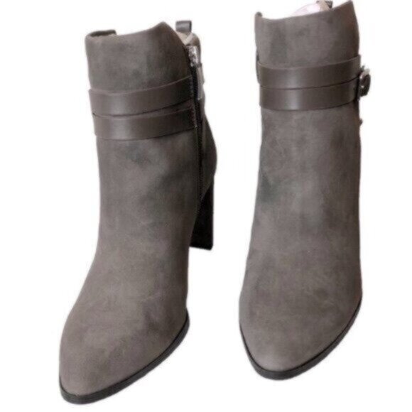 NEW Essex Lane Taupe Suede Classic Business Casual Booties 8 - Picture 1 of 9